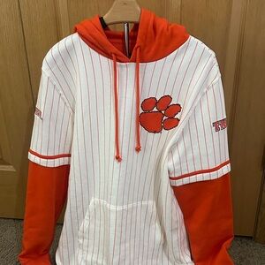Clemson 47 Brand Pinstripe Hoodie with Paw Print